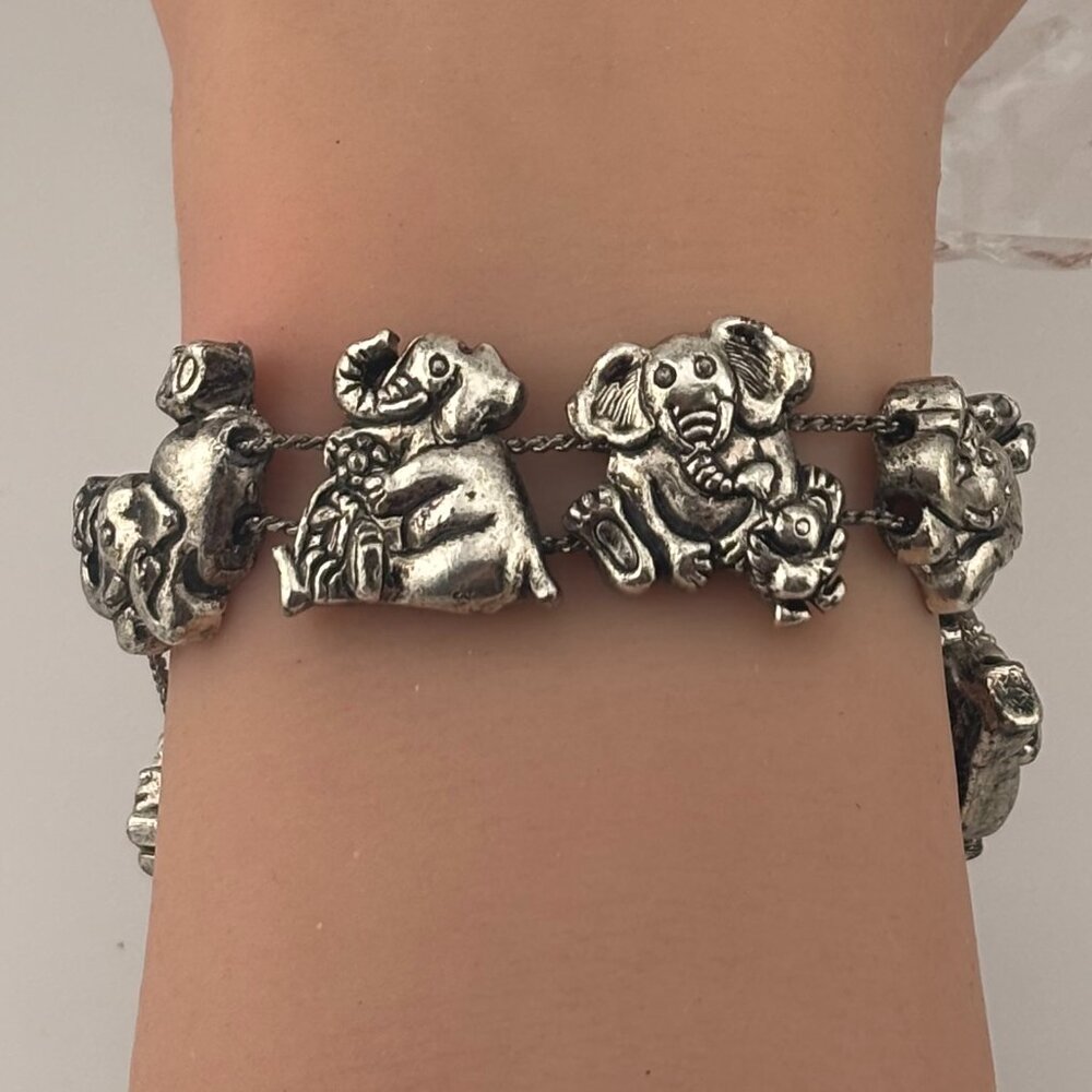 Silver Toned Metal Elephant Bracelet - Picture 6 of 6